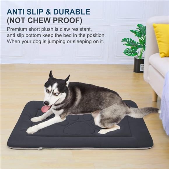 Large Dog Bed Crate Pad Mat Cute Paw Pet Beds for Dogs,42-Inch Washable Mattress - Picture 2 of 8